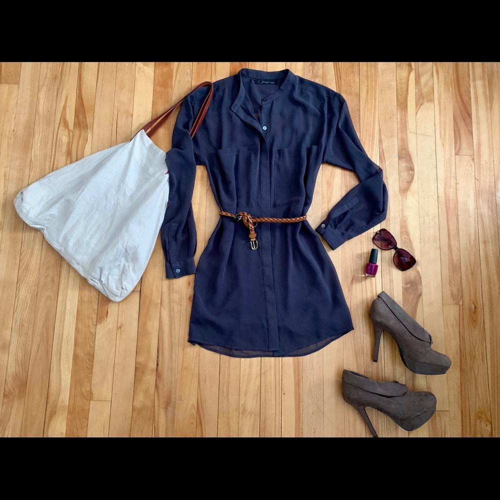 Patterson J. Kincaid sheer shirtdress with slip